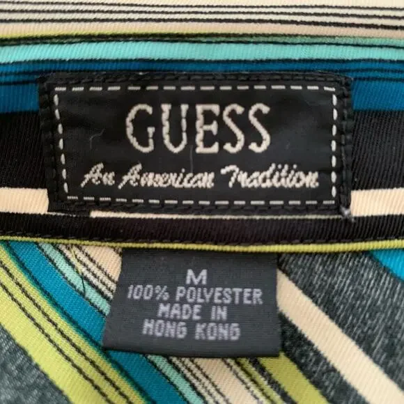 Guess Vintage Striped Y2K Button Up Blouse Size M - Picture 2 of 6